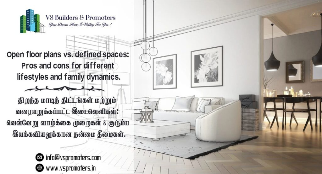 Open floor plans defined spaces